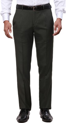 PARK AVENUE Regular Fit Men Dark Green Trousers