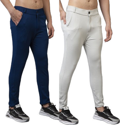 ynam Regular Fit Men Blue, White Trousers