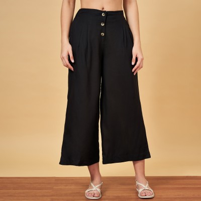 YU by Pantaloons Flared Women Black Trousers