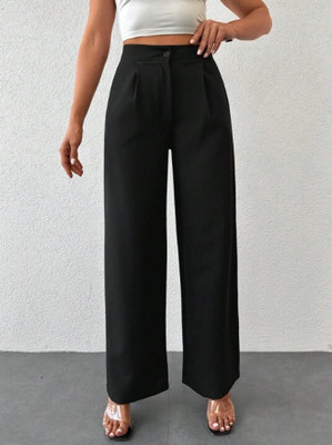 Denimix Straight Fit Women Black Trousers