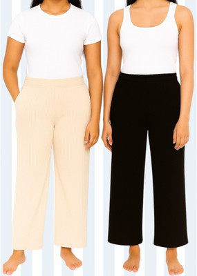 Classy creations Comfort Fit Women Beige, Black Trousers