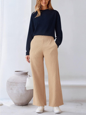 Dwarros Loose Fit Women Beige Trousers