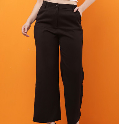 CLOTHINK India Regular Fit Women Black Trousers