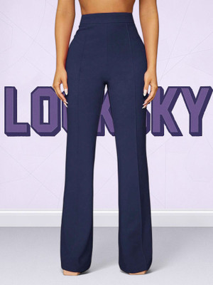 Anitafashion Loose Fit Women Dark Blue Trousers