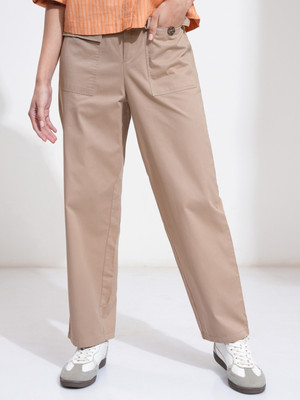 Tokyo Talkies Regular Fit Women Beige Trousers