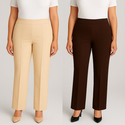 KARIMA INETERNATIONAL Regular Fit Women Beige, Brown Trousers