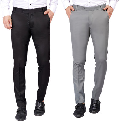 AXOLOTL Regular Fit Men Black, Grey Trousers