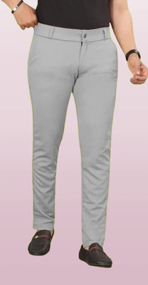 HEMAFASHION Slim Fit Men Grey Trousers
