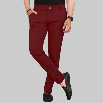 VIJETAGARMENTS Regular Fit Men Maroon Trousers