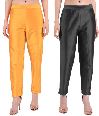 FLOREOS Regular Fit Women Black, Yellow Trousers