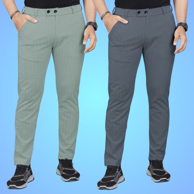 GIBBONTE Regular Fit Men Grey, Light Green Trousers