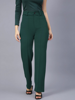 Maheshvi Regular Fit Women Dark Green Trousers