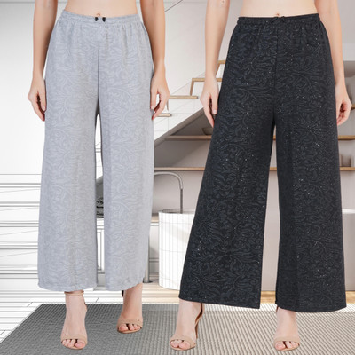 IRHA Regular Fit Women Black, Grey Trousers