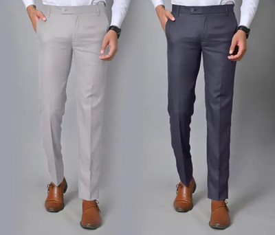Flix Flows Regular Fit Men Silver, Grey Trousers
