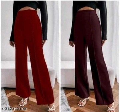 TheAyush Relaxed Women Maroon Trousers