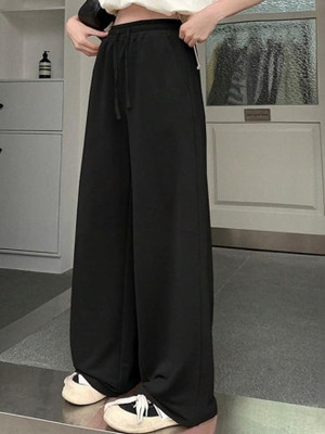 You Forever Solid Women Black Track Pants