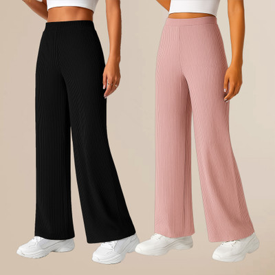 METRONAUT Comfort Fit Women Black, Pink Trousers
