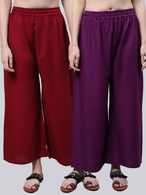 VALLES365 by S.c. Flared Women Maroon, Purple Trousers