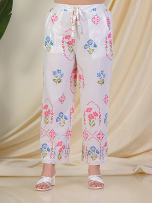 Aramya Comfort Fit Women White Trousers