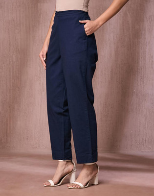 Fabindia Regular Fit Women Blue Trousers