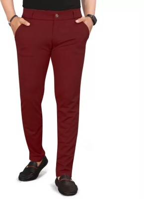 TopQore Regular Fit Men Maroon Trousers