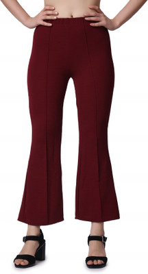 YOZO Slim Fit Women Maroon Trousers