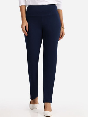 BlissClub Ultimate Straight Pants, Lite - Tall Regular Fit Women Blue Trousers