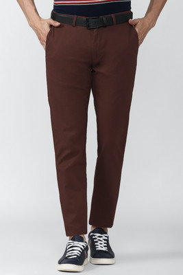 PETER ENGLAND Slim Fit Men Maroon Trousers