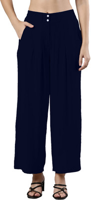 Femmora Flared Women Dark Blue Trousers