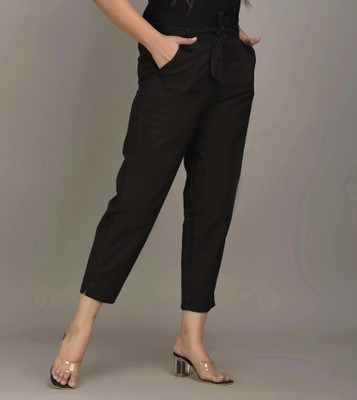 IQRAAR Regular Fit Women Black Trousers