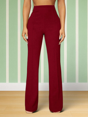 Anitafashion Comfort Fit, Regular Fit Women Maroon Trousers