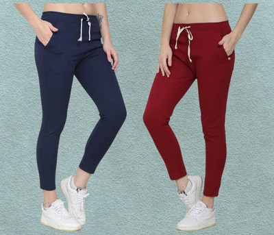 Royal-E-Kashmir Straight Fit Women Blue, Maroon Trousers