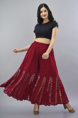 Style N Clothing Flared Women Maroon Trousers