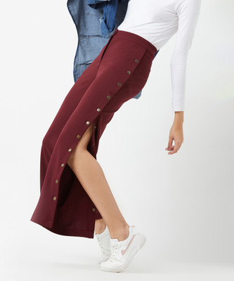 Miss Chase Relaxed Women Maroon Trousers