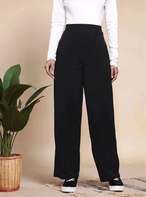 Dwarros Regular Fit Women Black Trousers