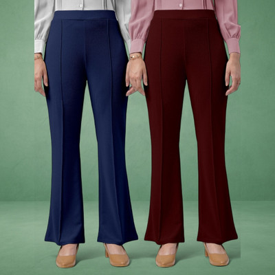 Squadfashion Loose Fit Women Dark Blue, Maroon Trousers