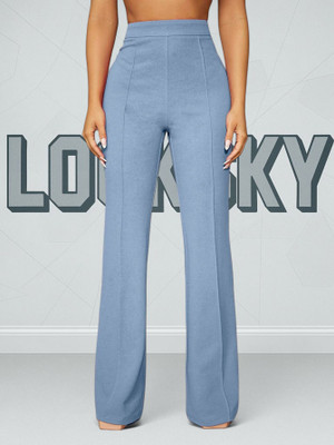 HOC Loose Fit Women Light Blue Trousers