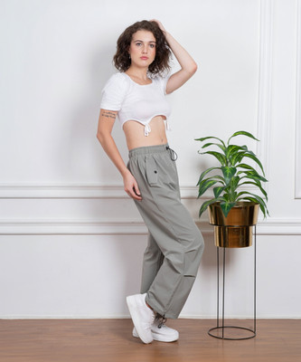 Pop Stitch Regular Fit Women Grey Trousers