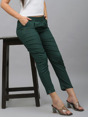 Me Craft Regular Fit Women Green Trousers