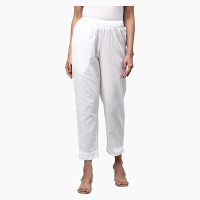 High Glitz Regular Fit Women White Trousers