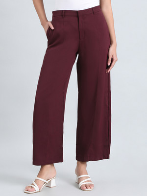 GO COLORS Relaxed Women Red Trousers