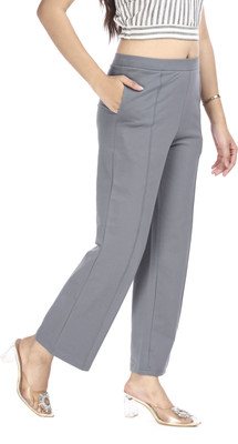 E-MAX Straight Fit Women Grey Trousers