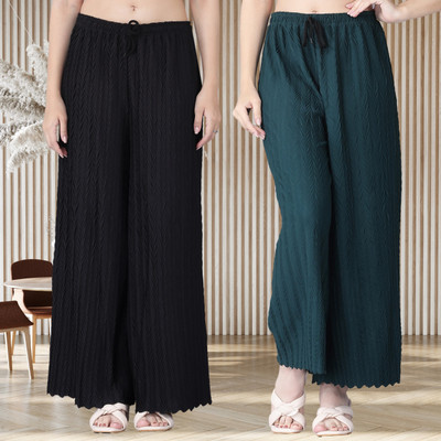 KWSH Regular Fit Women Black, Dark Green Trousers