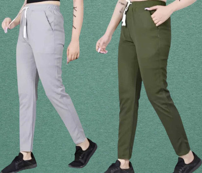 Retailmart Straight Fit Women Green, Grey Trousers