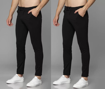 LOOMLUXE Slim Fit Men Black, Black Trousers