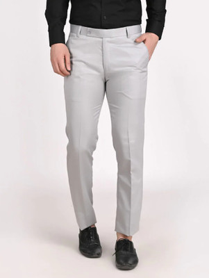 Kurus Slim Fit Men Grey Trousers