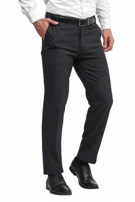 The Turquoise Turtle Slim Fit Men Black Trousers
