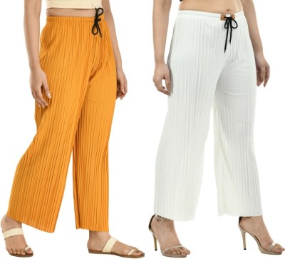 Kalka Relaxed Women Yellow, White Trousers