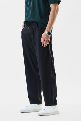Snitch Straight Fit Men Black Trousers