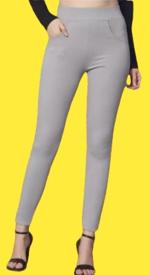 SP FASHION Skinny Fit Women Grey Trousers